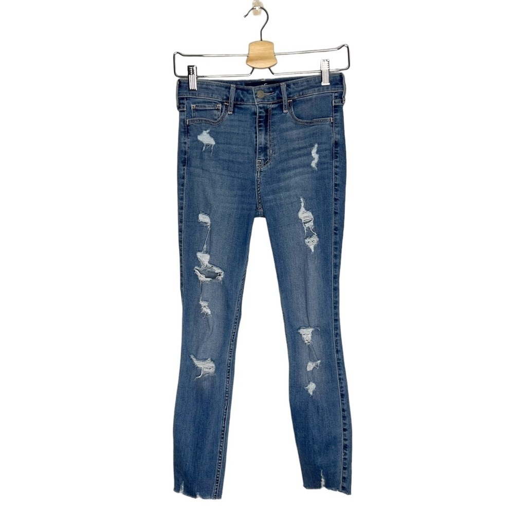 Hollister High Rise Crop Super Skinny Distressed Jeans